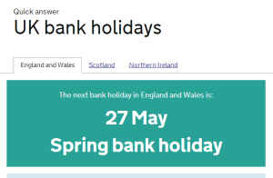 GovUK Bankholidays