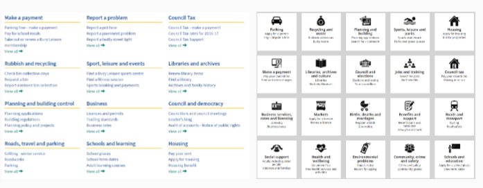 icons and text layouts