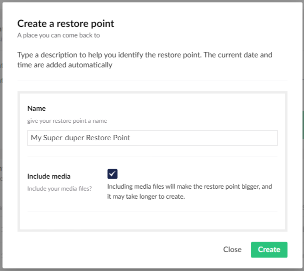 Create a restore point