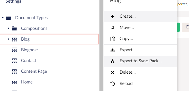 Exporting via the menu